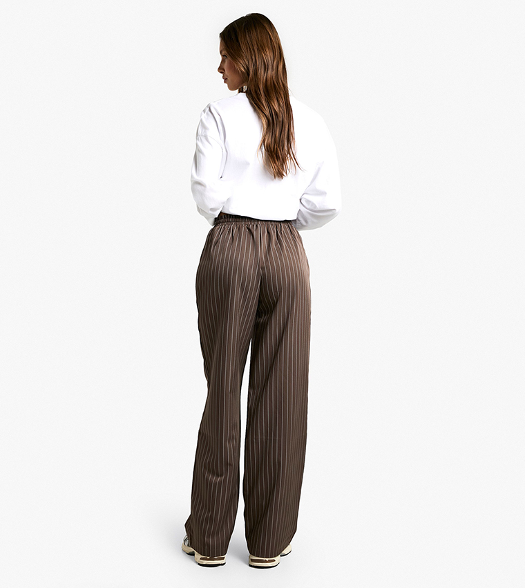 Drawstring Waist Pinstripe Trousers