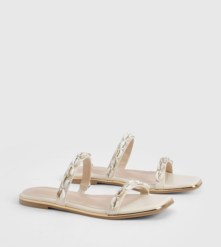 Shell Trim Flat Sandals
