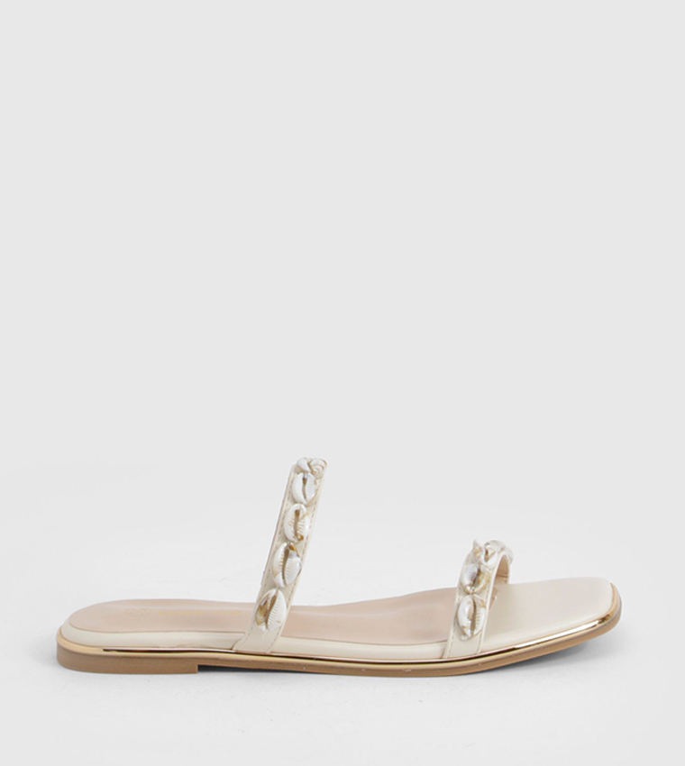 Shell Trim Flat Sandals
