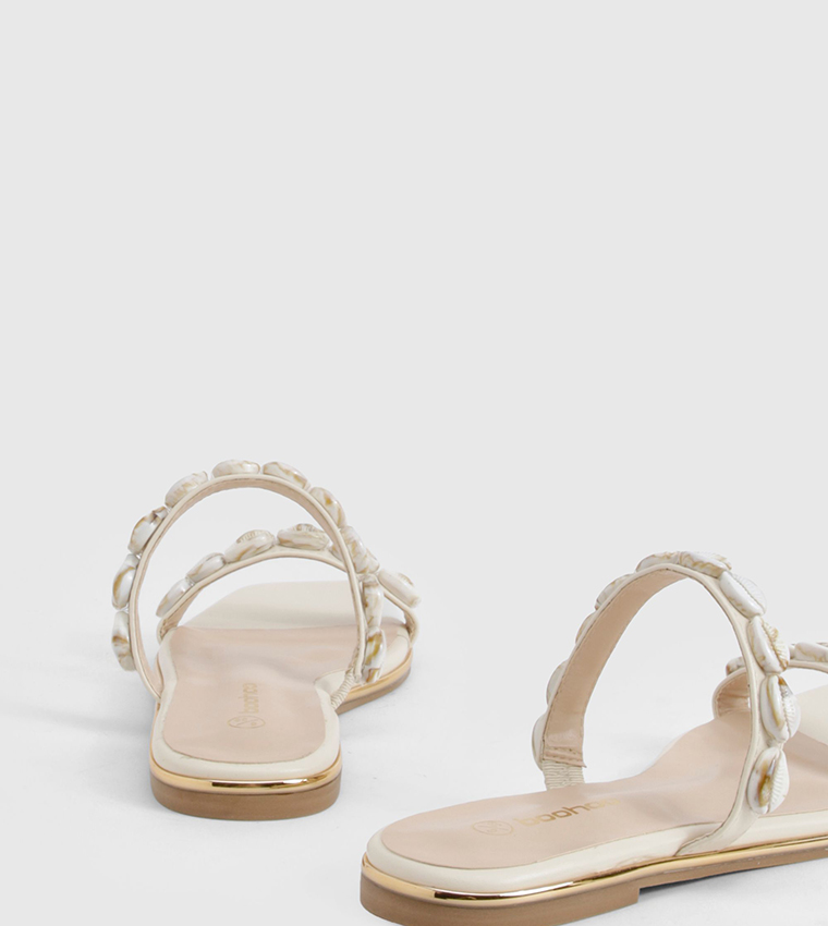 Shell Trim Flat Sandals