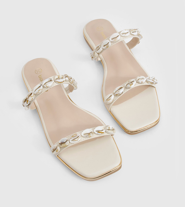 Shell Trim Flat Sandals