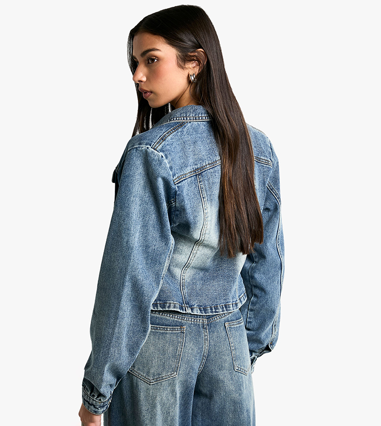Shoulder Pad Detail Denim Jacket