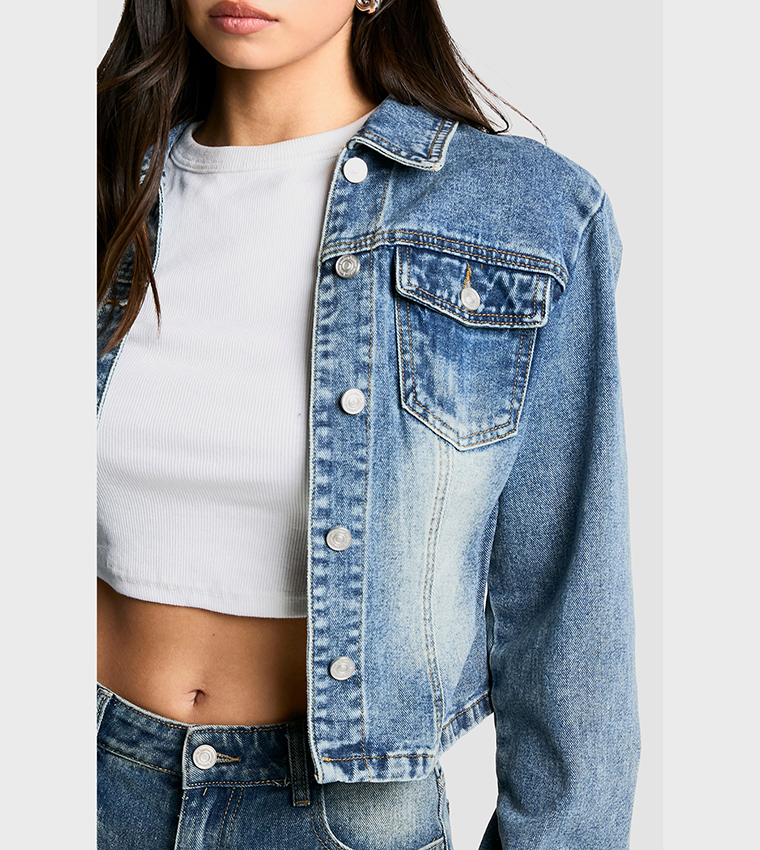Shoulder Pad Detail Denim Jacket