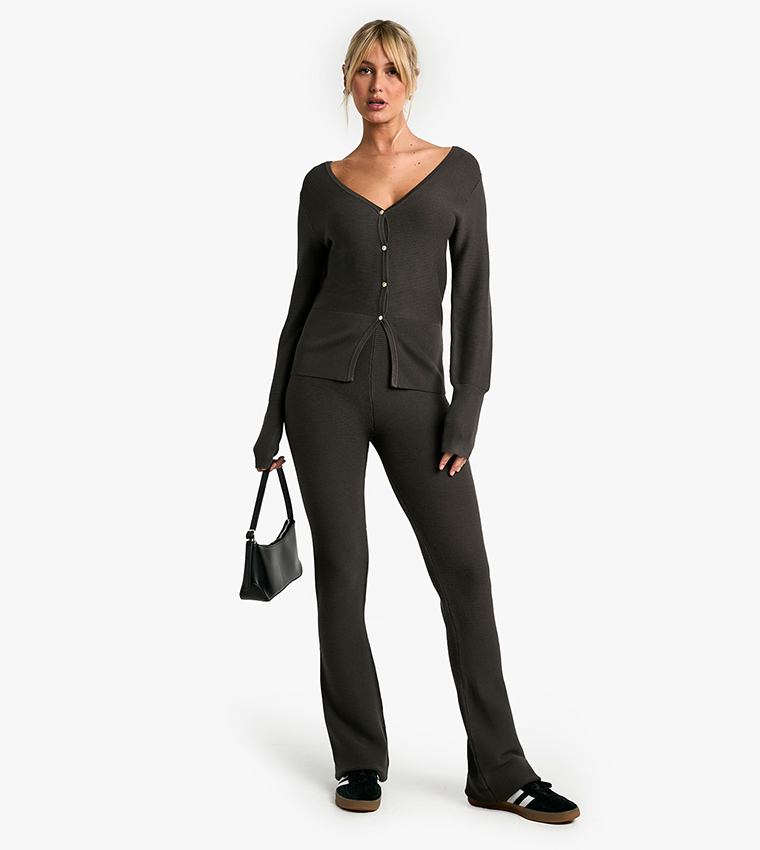 Premium Ribbed Knit Cinched Waist Co-Ord Set