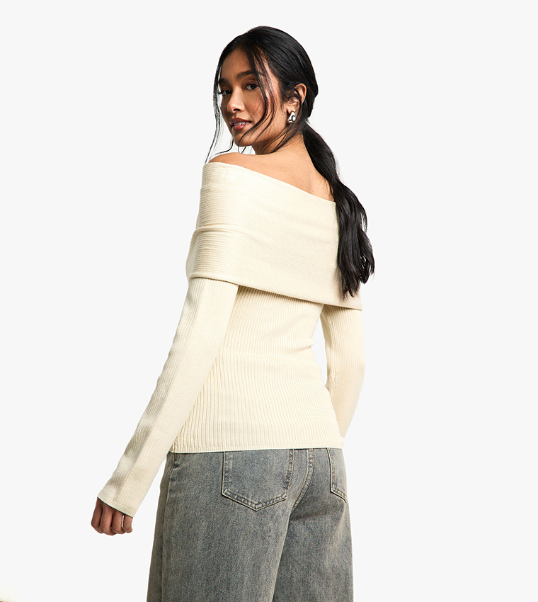 Premium Ribbed Knitted Off Shoulder Top