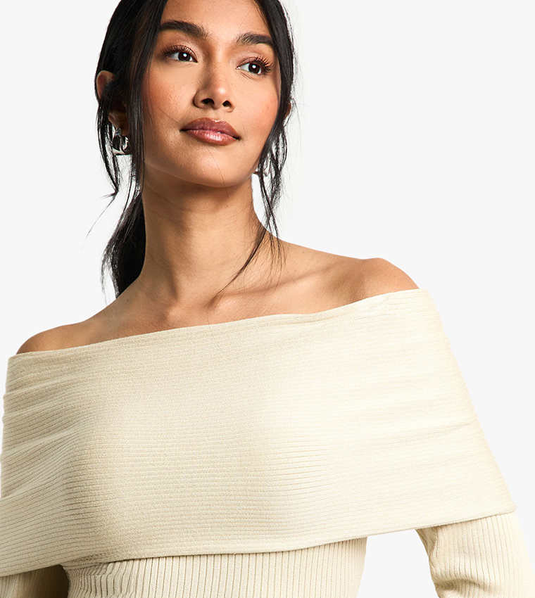 Premium Ribbed Knitted Off Shoulder Top