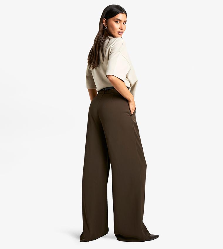 Tall Fluid Belted Wide Leg Trousers