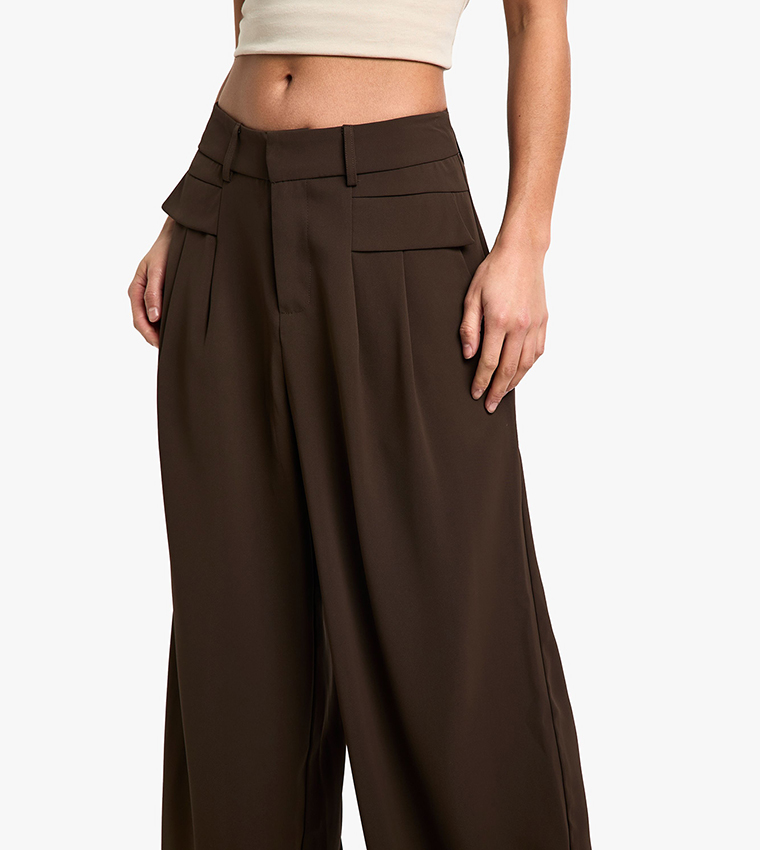 Petite Fluid Belted Wide Leg Trousers