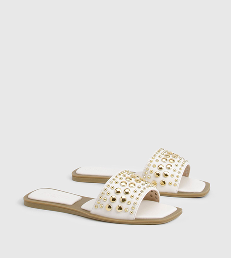 Wide Fit Studded Flat Sandals