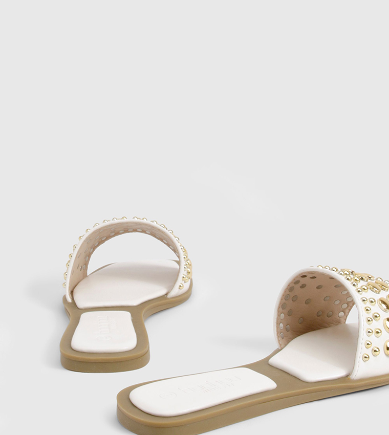 Wide Fit Studded Flat Sandals