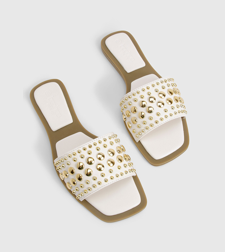 Wide Fit Studded Flat Sandals