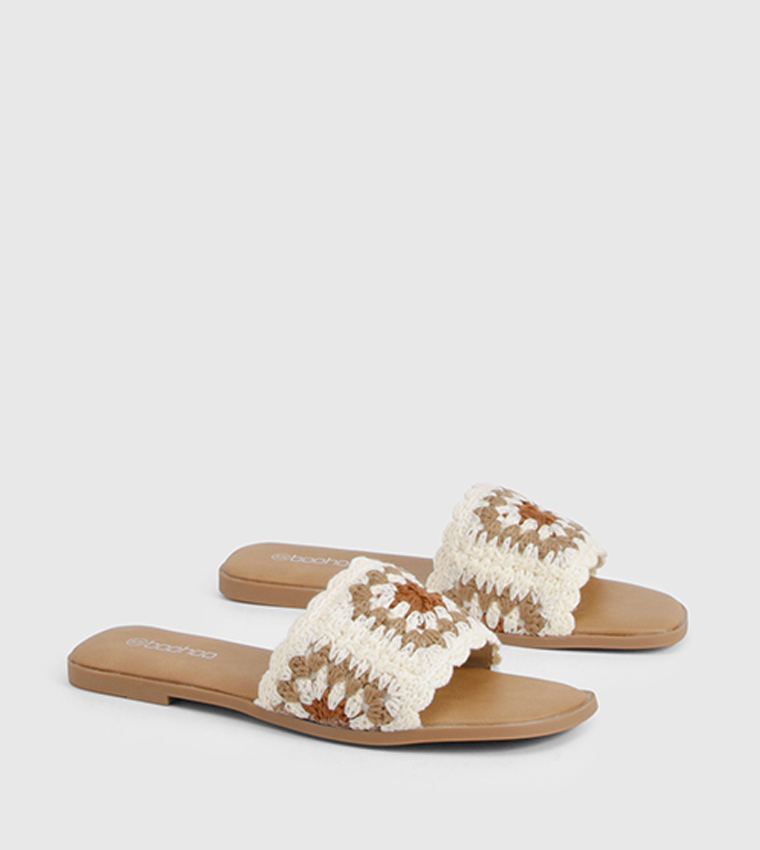Crochet Raffia Flat Sandals