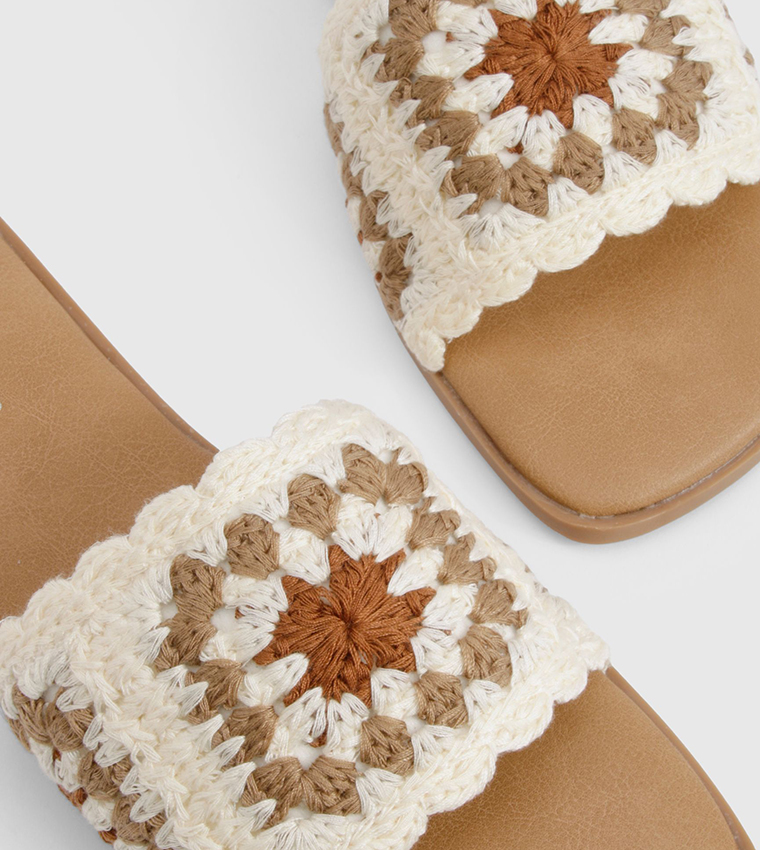 Crochet Raffia Flat Sandals