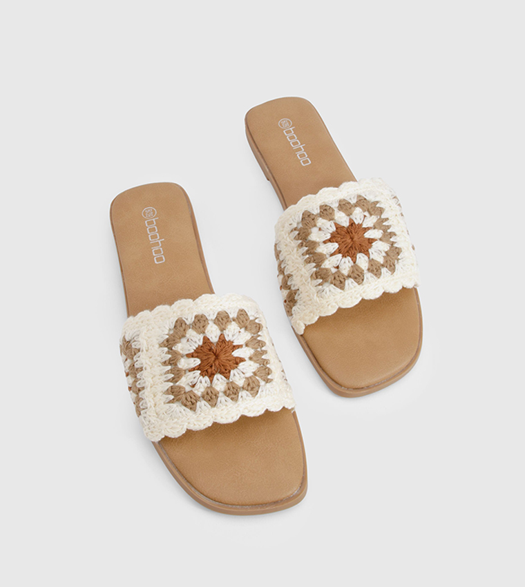 Crochet Raffia Flat Sandals