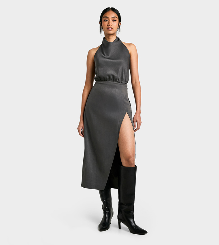 High Cowl Tailored Midaxi Dress - Non Returnable
