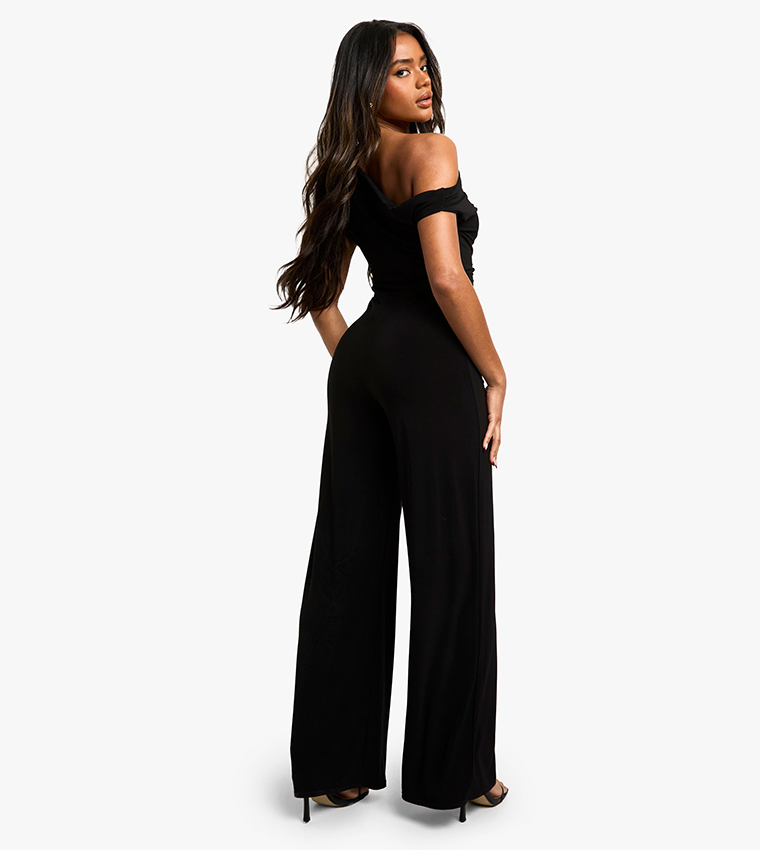 Ruched Asymmetric Wide Leg Jumpsuit