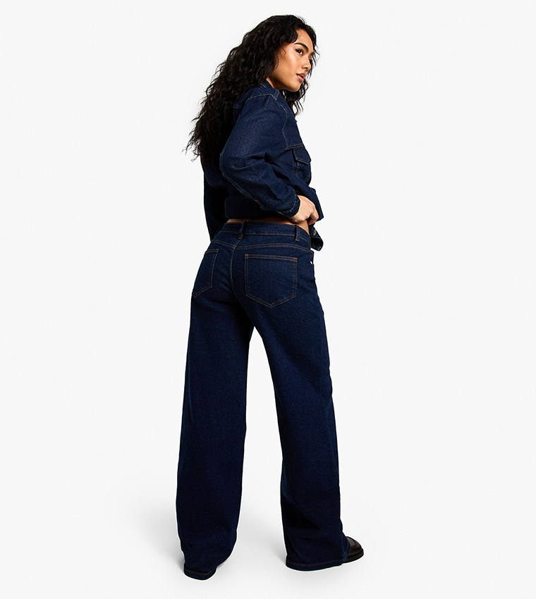 Button Closure Low Waist Boyfriend Fit Jeans