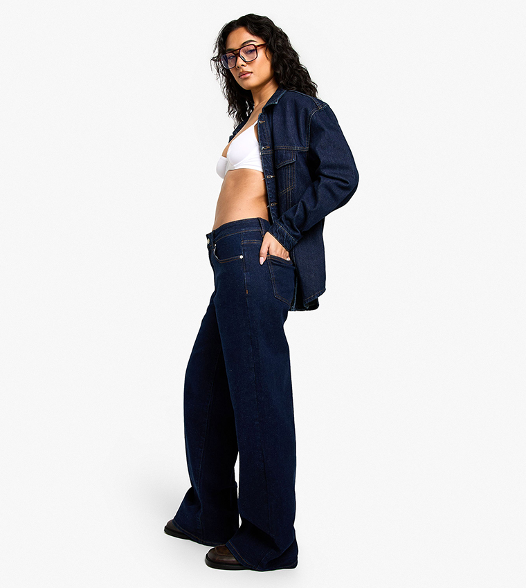 Button Closure Low Waist Boyfriend Fit Jeans