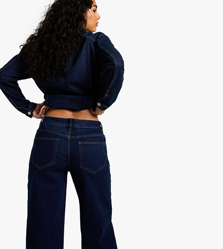 Button Closure Low Waist Boyfriend Fit Jeans