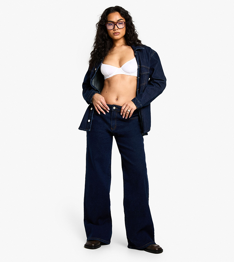 Button Closure Low Waist Boyfriend Fit Jeans