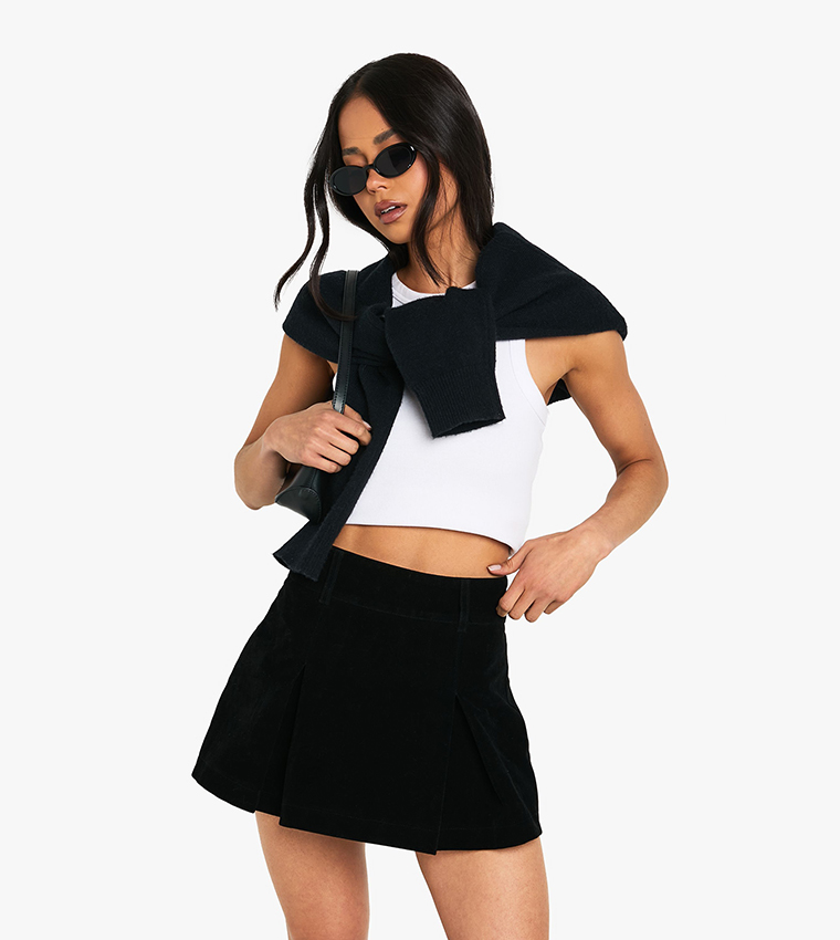 Buckle Black Cord Skirt Boohoo Buy Black Velvet Skirt 2025
