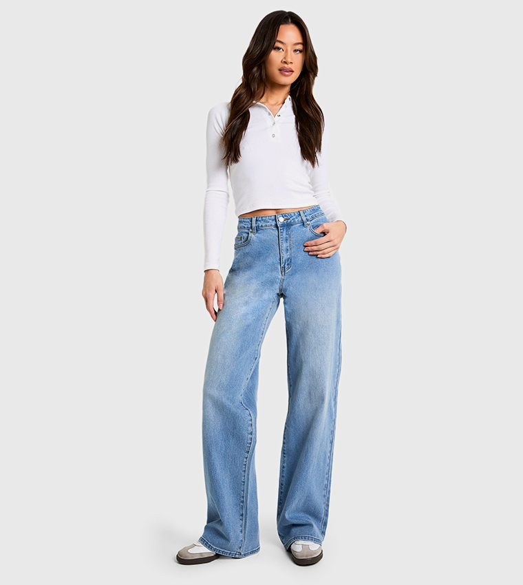 Buy Boohoo Tall Low Waist Boyfriend Jeans In Blue 6thStreet UAE