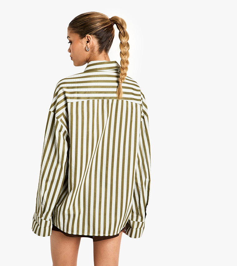Striped Long Sleeves Oversized Shirt