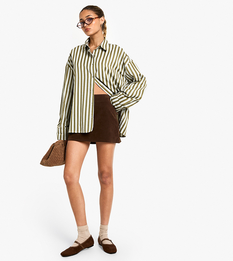 Striped Long Sleeves Oversized Shirt