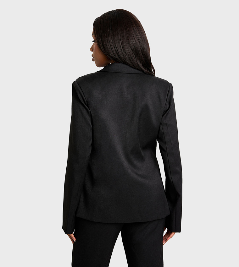 Woven Tailored Lace Up Blazer