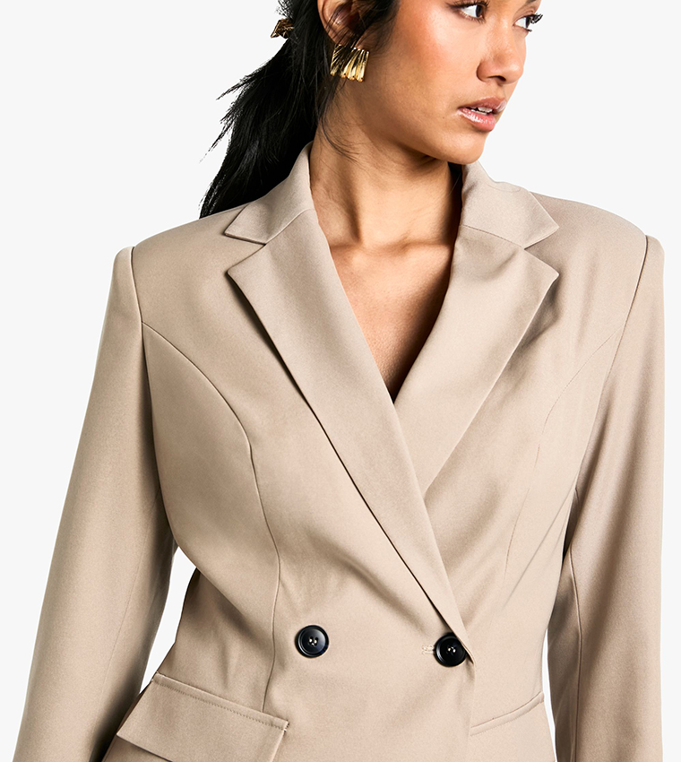 Woven Cinched Waist Blazer
