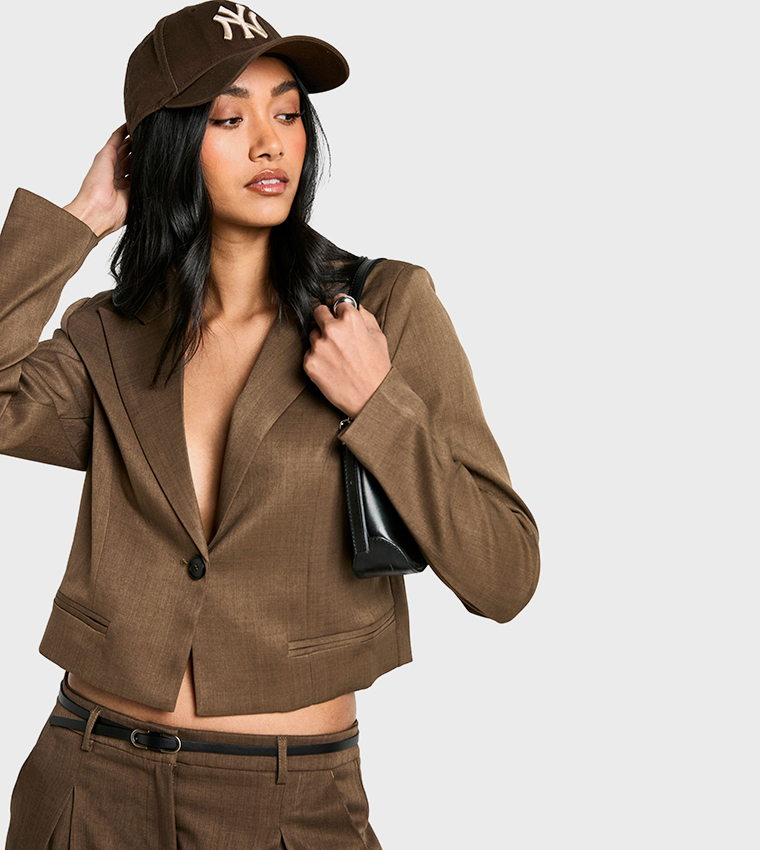 Woven Tailored Boxy Crop Blazer