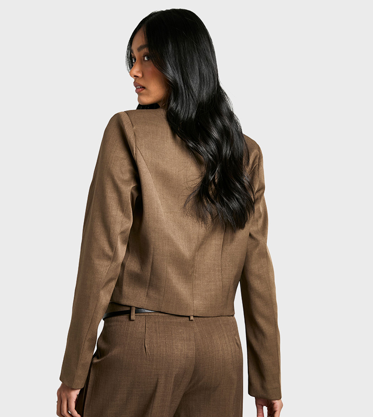 Woven Tailored Boxy Crop Blazer