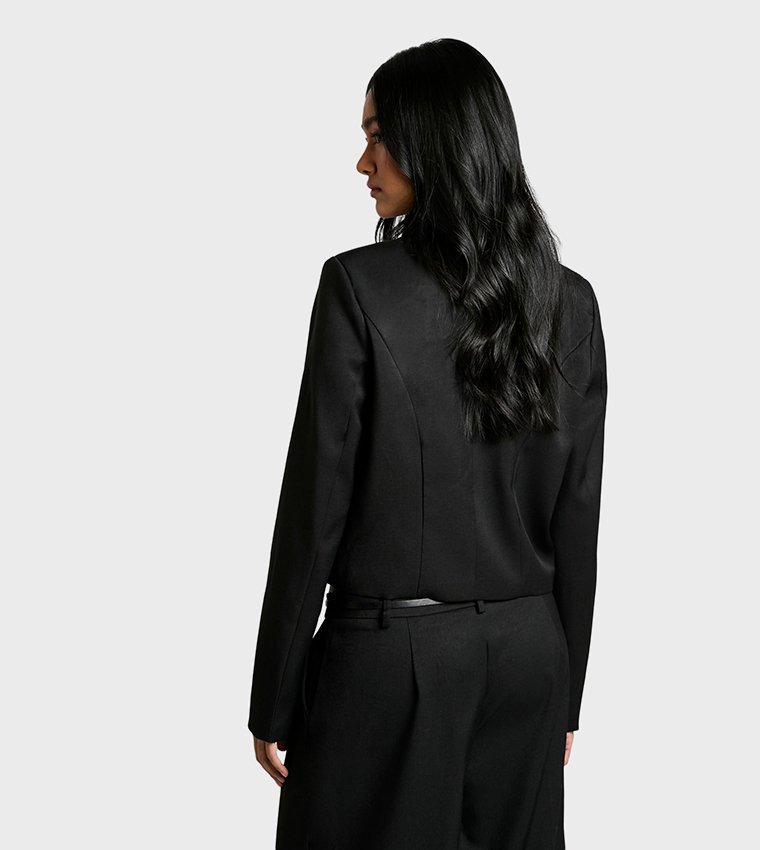 Woven Tailored Boxy Crop Blazer