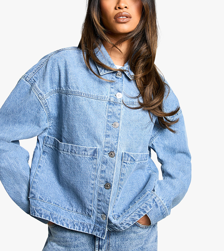 Washed Long Sleeves Denim Jacket