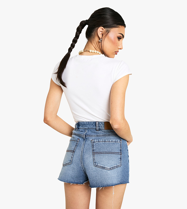 Washed Denim Mini Shorts