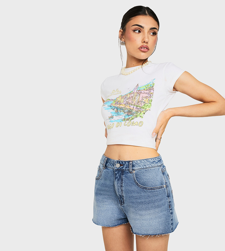 Washed Denim Mini Shorts