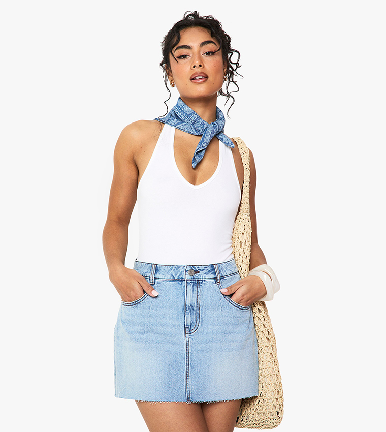 High Waisted Denim Skirt Boohoo Boohoo High Waisted Disco Denim