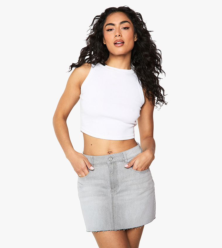 High Waist Denim Mini Skirt