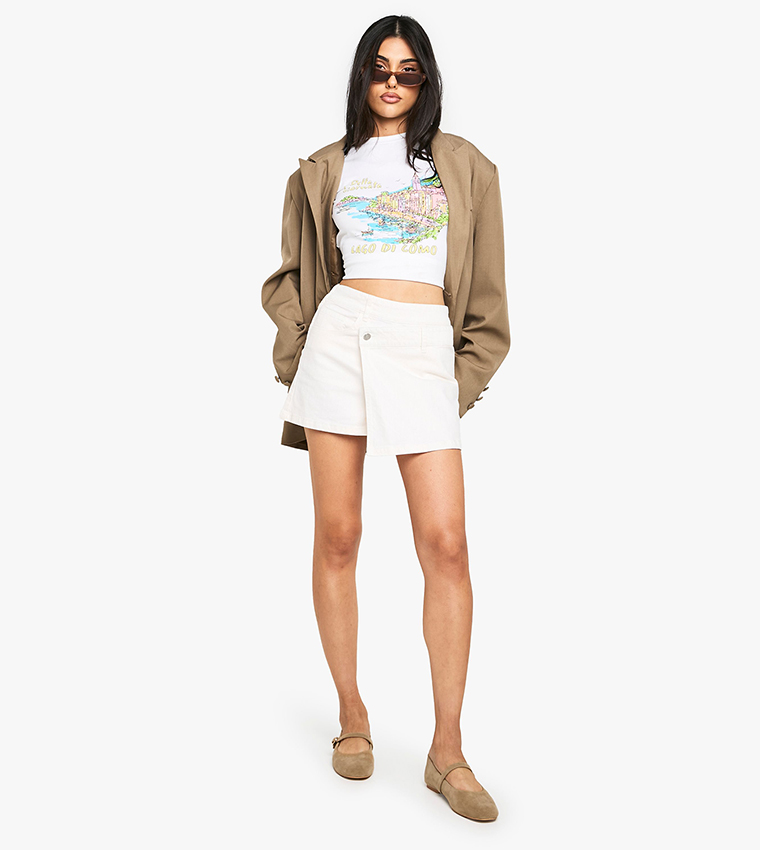 Washed High Waist Denim Skort