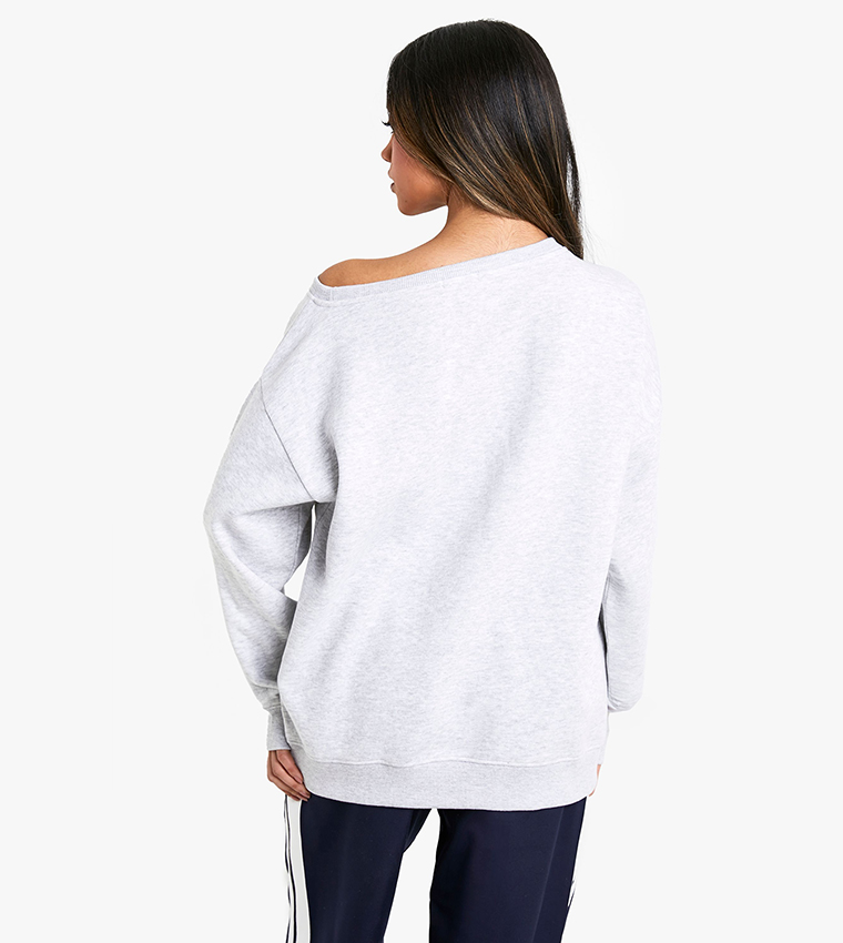 NYC Appliqued Off Shoulder Sweatshirt