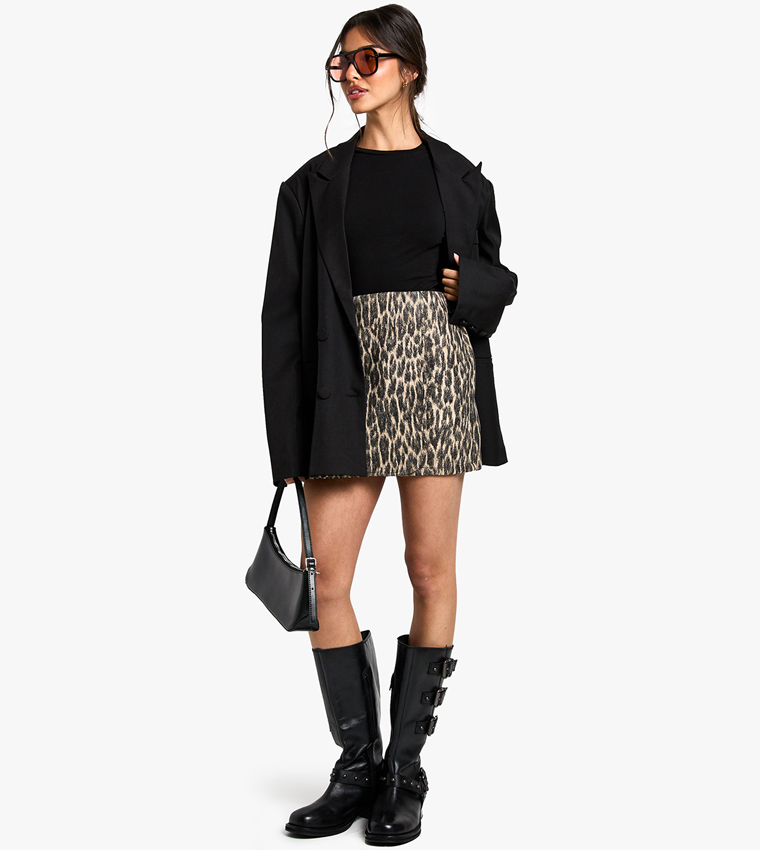 Leopard Print High Waist Mini Skirt