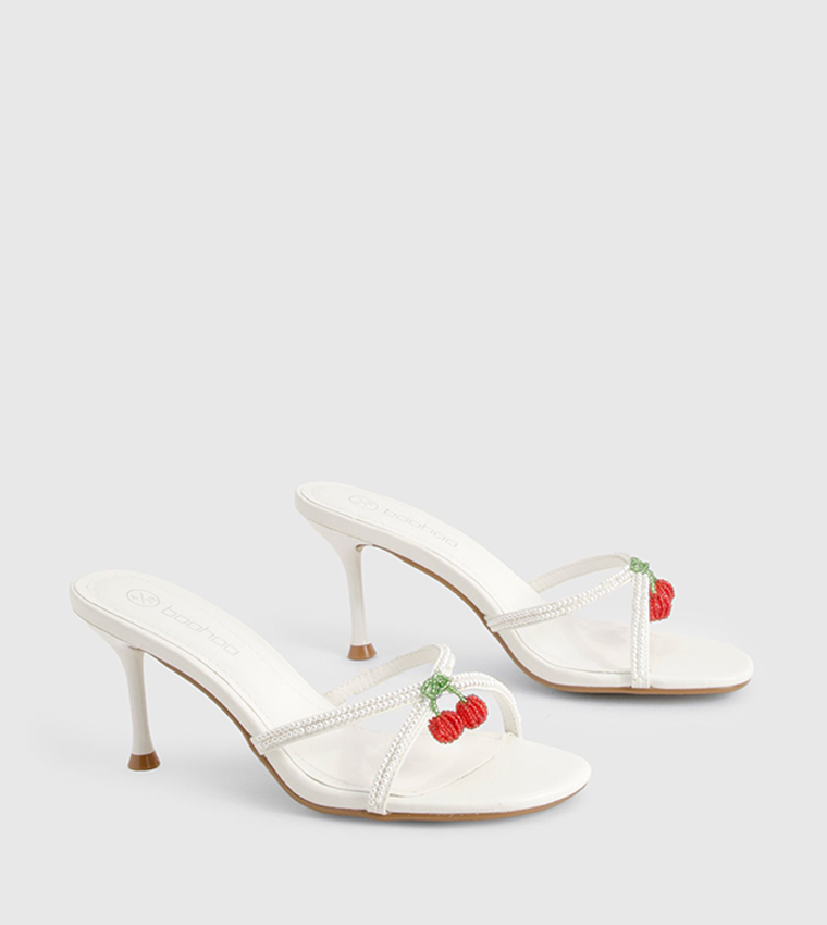Beaded Cherry Detail Heel Sandals