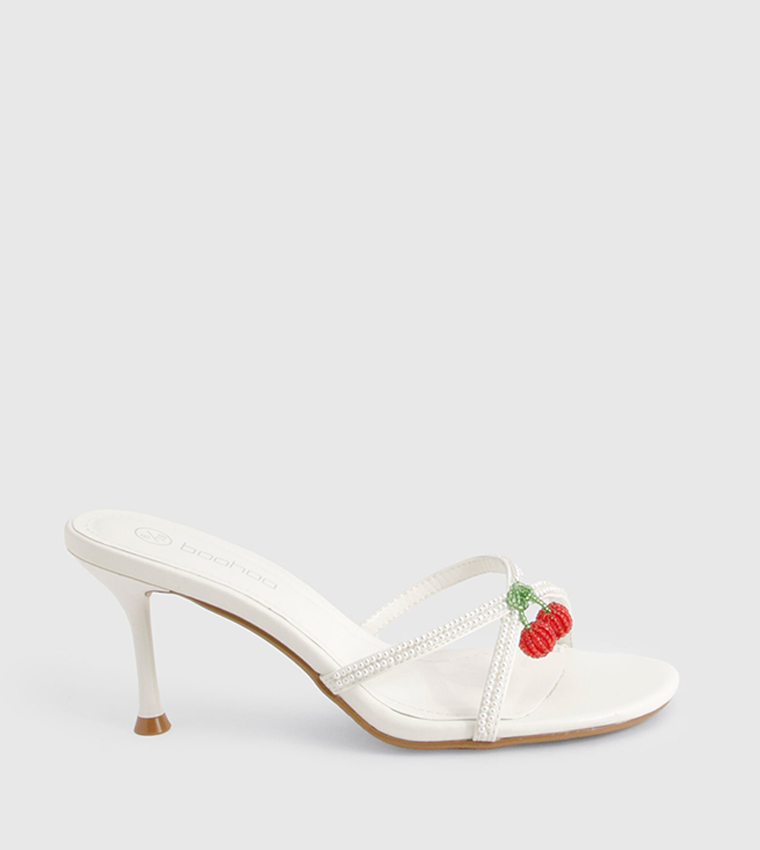 Beaded Cherry Detail Heel Sandals