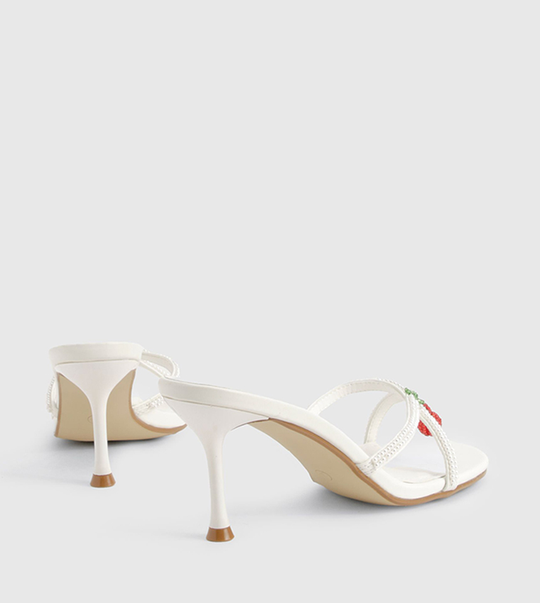 Beaded Cherry Detail Heel Sandals