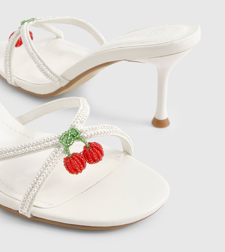 Beaded Cherry Detail Heel Sandals