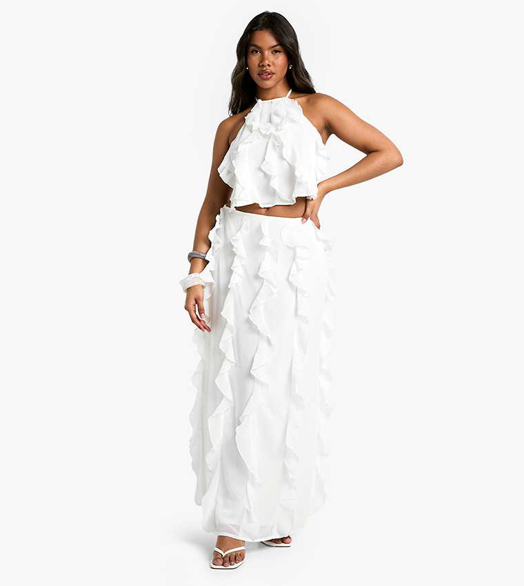 Chiffon Ruffle Maxi Skirt