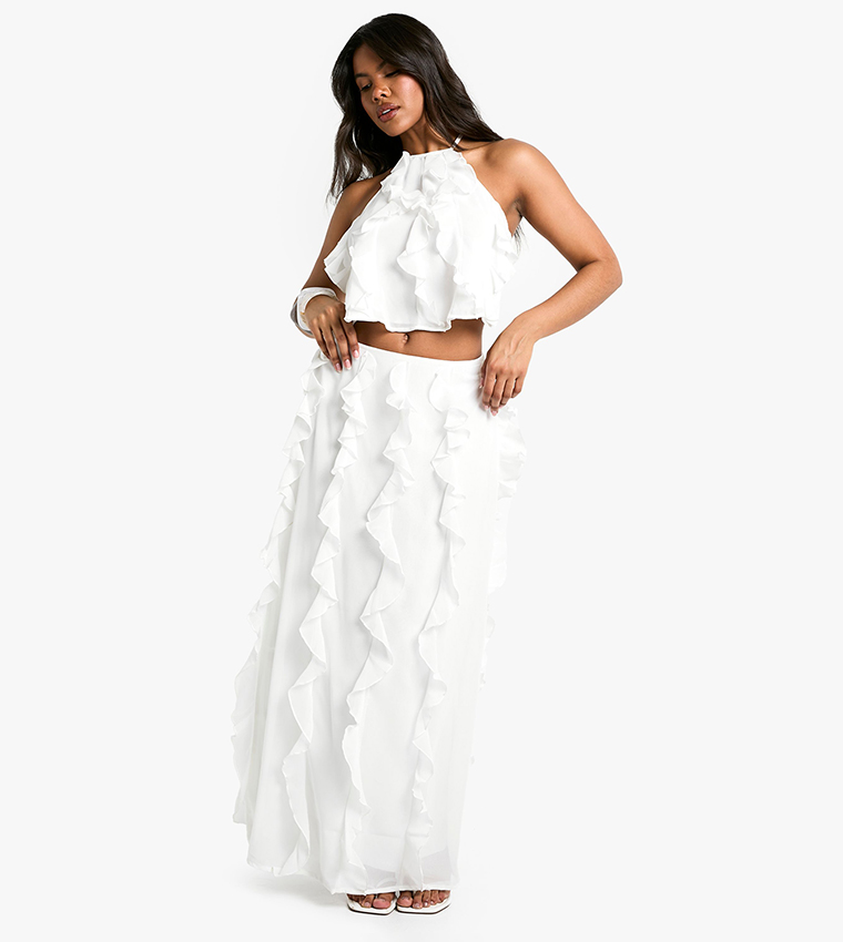 Chiffon Ruffle Maxi Skirt