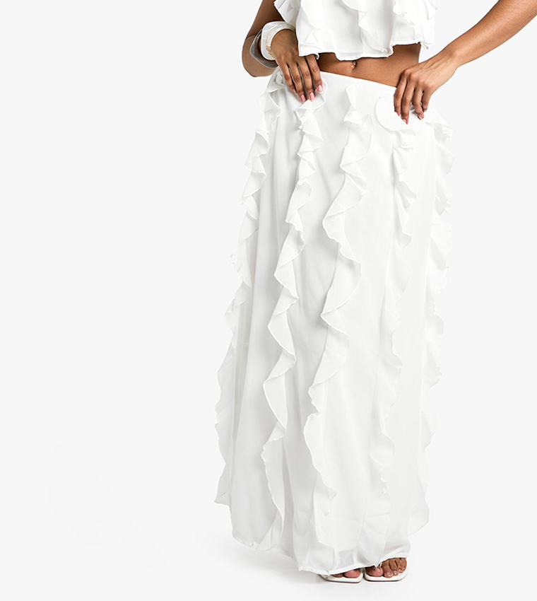 Chiffon Ruffle Maxi Skirt