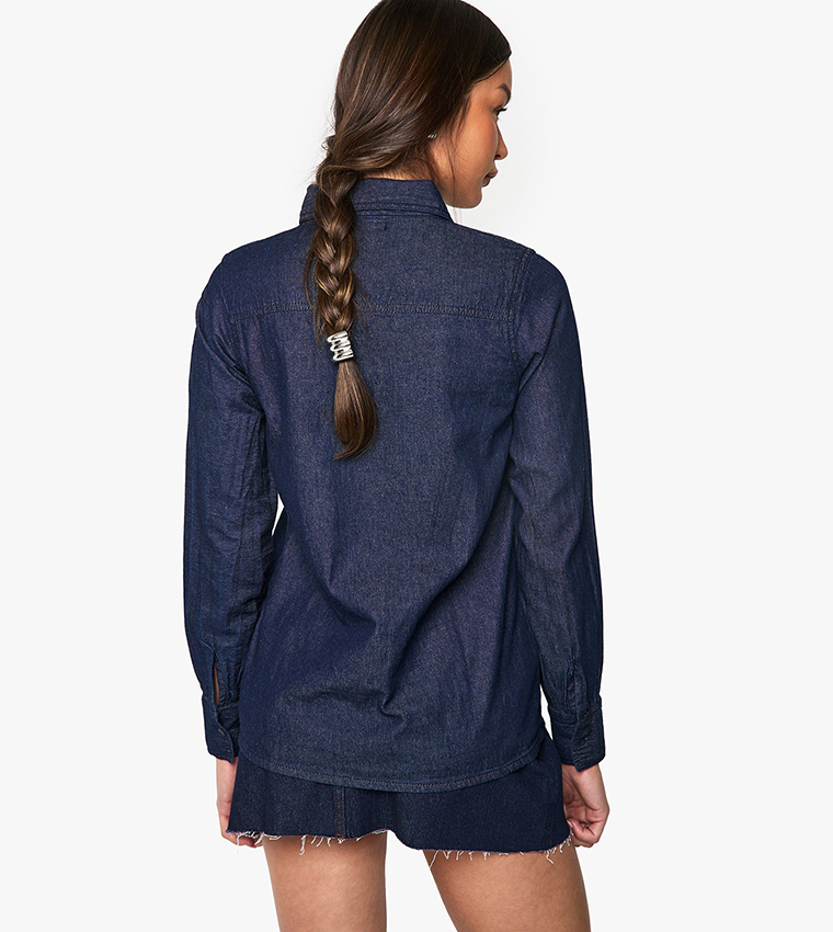 Chambray Long Sleeves Western Denim Shirt