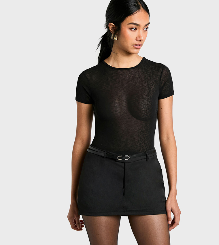 Tailored Mini Belt Detail Skort